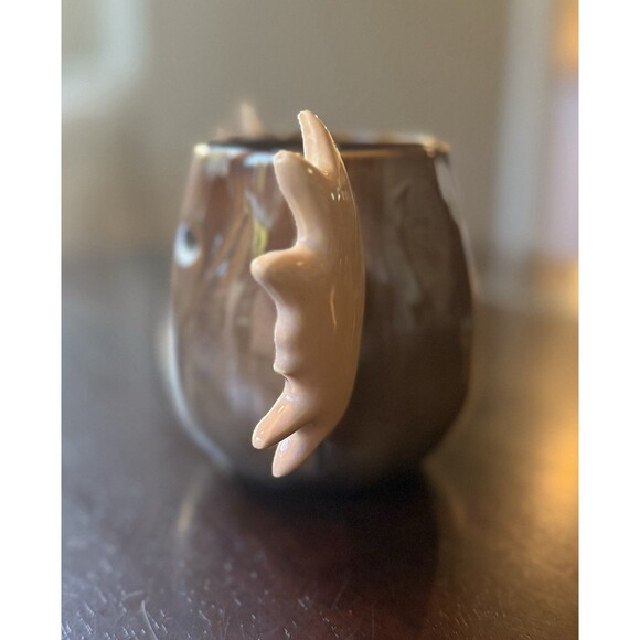 RARE Whimsical Moose Mug Paper Destiny with Large Antler Handles Shiny Glazed - Picture 2 of 7
